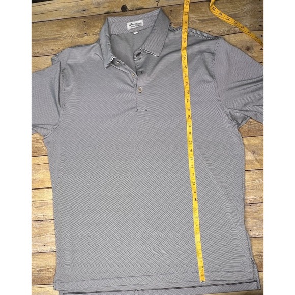 Peter Millar Summer Comfort Polo Shirt Mens L Gray Striped Golf Performance - Picture 3 of 6